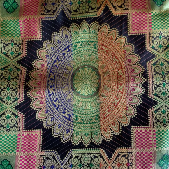 Hand Embroidered Gold Multicolored Tasseled Handbag - Picture 6 of 14